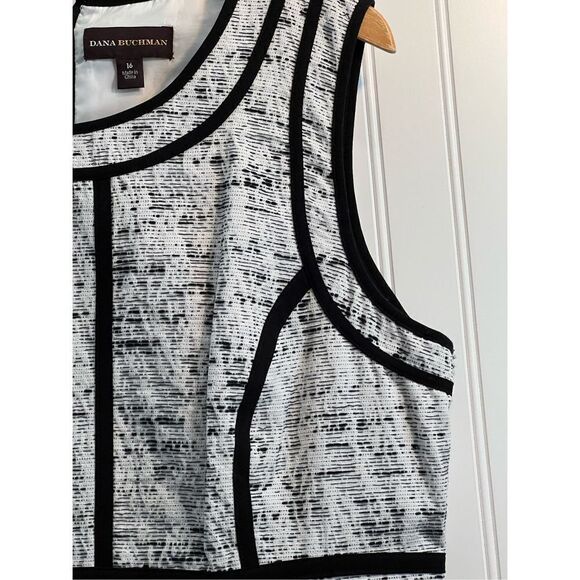 Dana Buchman Tweed Dress Women’s 16 Black White Pencil Contrast Details Classic - Picture 3 of 16